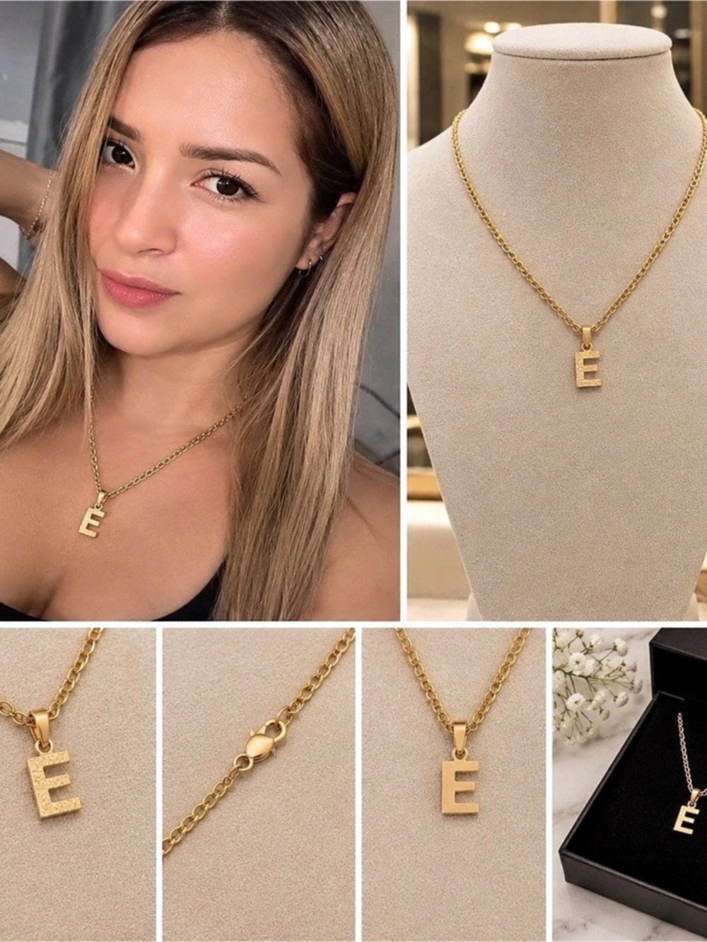Beautiful 14K solid yellow gold “E” initial pendant